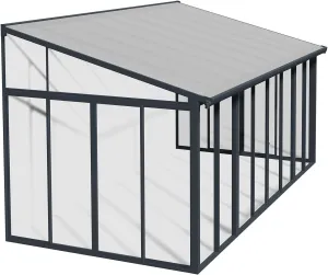 Palram - Canopia Sanremo 10x18 Enclosed Patio Cover with Screen Doors, Gray DIY Sunroom Kit Lean to Gazebo with Walls to Cover Patio Furniture, Deck, & Porch, UV Protected Polycarbonate Shelter