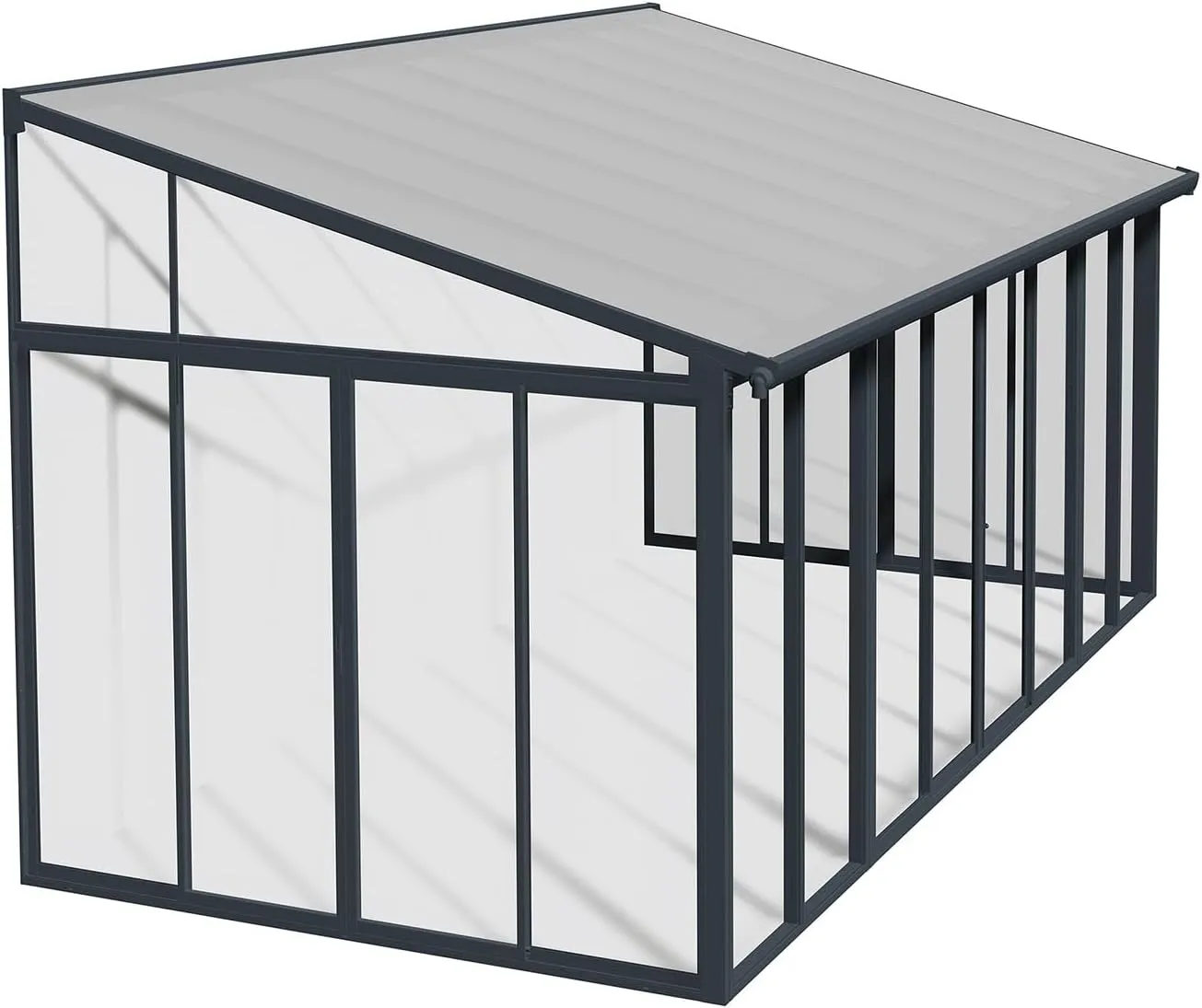 Palram - Canopia Sanremo 10x18 Enclosed Patio Cover with Screen Doors, Gray DIY Sunroom Kit Lean to Gazebo with Walls to Cover Patio Furniture, Deck, & Porch, UV Protected Polycarbonate Shelter