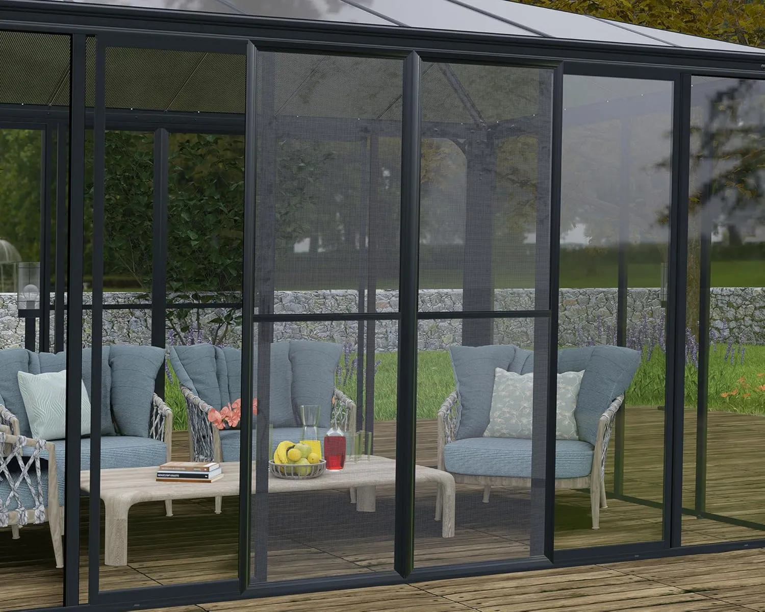 Palram - Canopia Sanremo 10x18 Enclosed Patio Cover with Screen Doors, Gray DIY Sunroom Kit Lean to Gazebo with Walls to Cover Patio Furniture, Deck, & Porch, UV Protected Polycarbonate Shelter