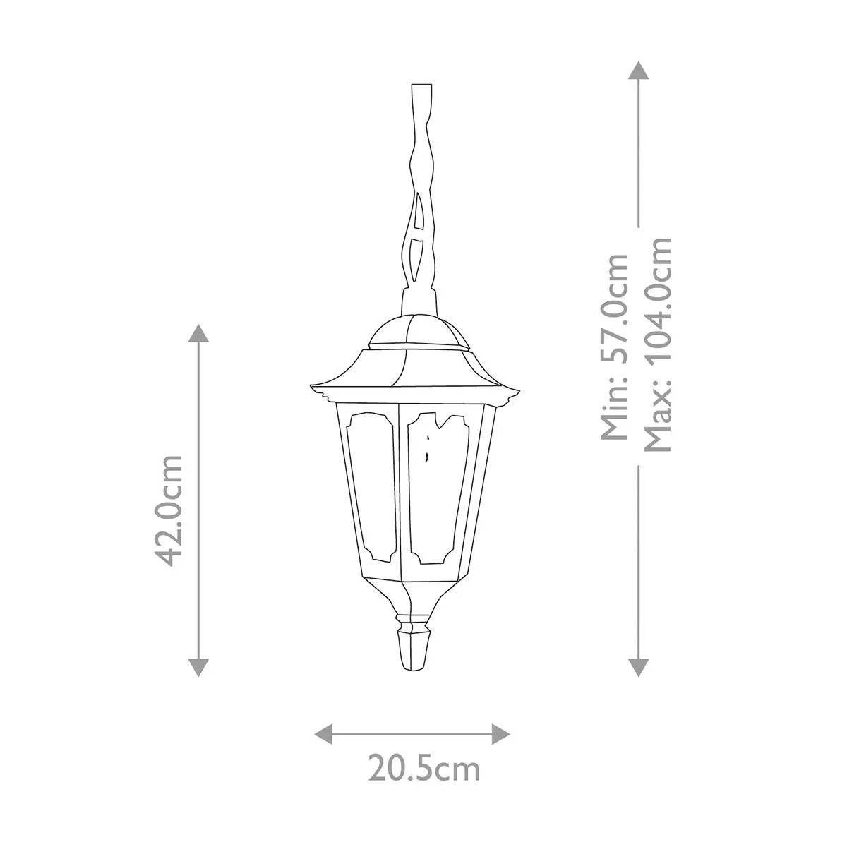 Parish 1 Light Chain Lantern  | Black