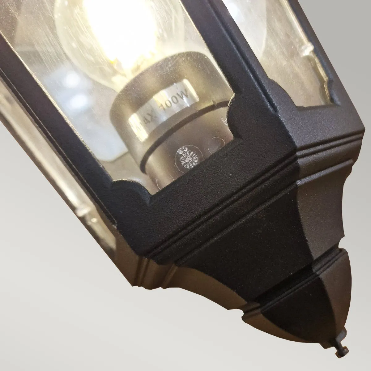 Parish 1 Light Half Lantern  | Black