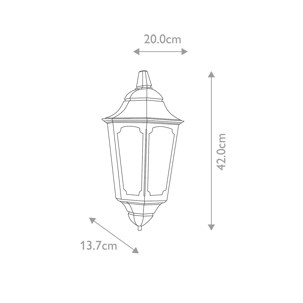 Parish 1 Light Half Lantern  | Black