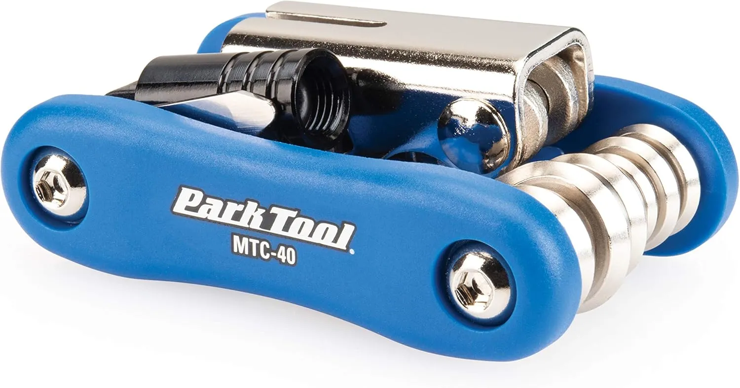 Park Tool MTC-40 Bicycle Multi-Tool with 2.5 to 8mm Hex Wrenches, T25 & T30, Screwdriver, Chain Tool & CO₂ Inflator Adapter