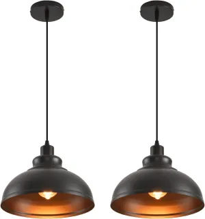 Pendant Lighting Vintage Industrial Fixtures, Farmhouse Pendant Lamp, Hanging Light Fixtures with Metal Shade (Black Inside), Industrial Black Pendant Lights for Hallway Kitchen Island Dining Room