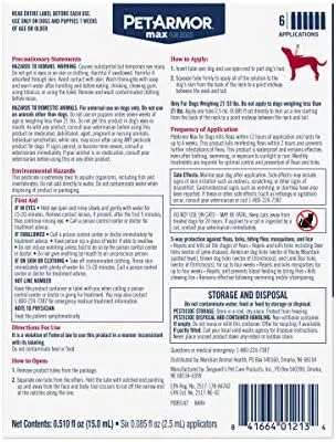 PetArmor Max Flea, Tick and Mosquito Prevention for Large Dogs (21 to 55 Pounds), Topical Dog Flea Treatment Repels and Kills, 6 Month Supply