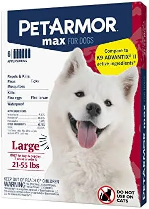 PetArmor Max Flea, Tick and Mosquito Prevention for Large Dogs (21 to 55 Pounds), Topical Dog Flea Treatment Repels and Kills, 6 Month Supply