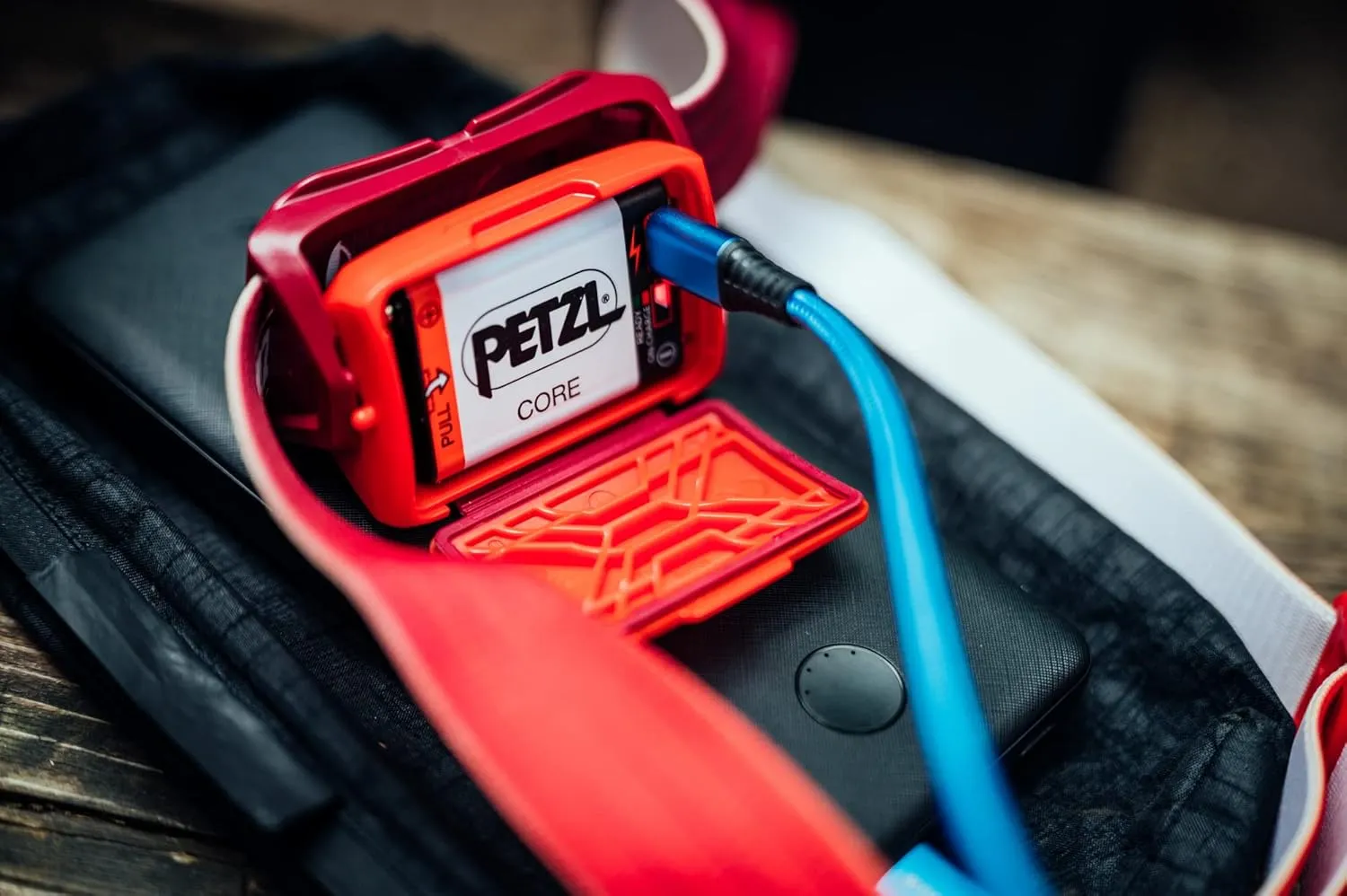 PETZL ACTIK Headlamp - Powerful 450 Lumen Light with Red Lighting, for Hiking, Climbing, Running, and Camping - Blue