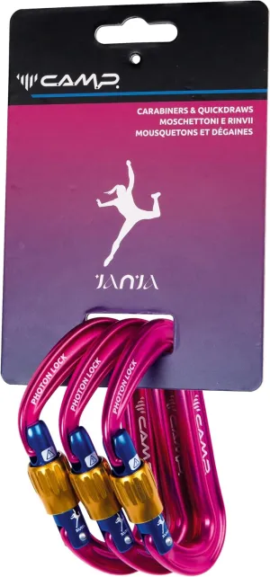 Photon Lock Janja - 3-Pack of Lightweight Locking Carabiners for Rock Climbing