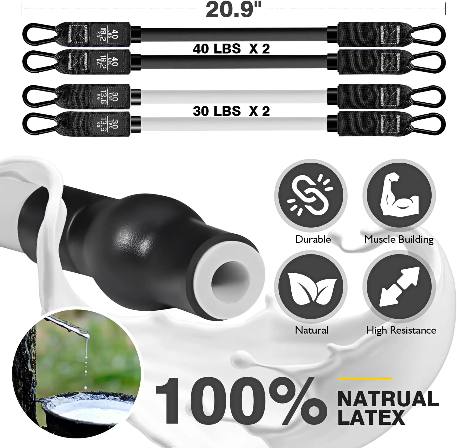 Pilates Bar Kit With Resistance Bands, Workout Equipment for Legs, Hip, Waist, Arm, Squats Exercise Equipment for Home Workouts, Adjustable 3-Section Bar Kit for Women & Men