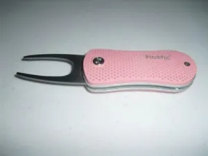 Pitch Fix Switch Blade Divot Tool w/Ball Marker Pink/Silver