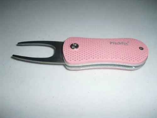 Pitch Fix Switch Blade Divot Tool w/Ball Marker Pink/Silver
