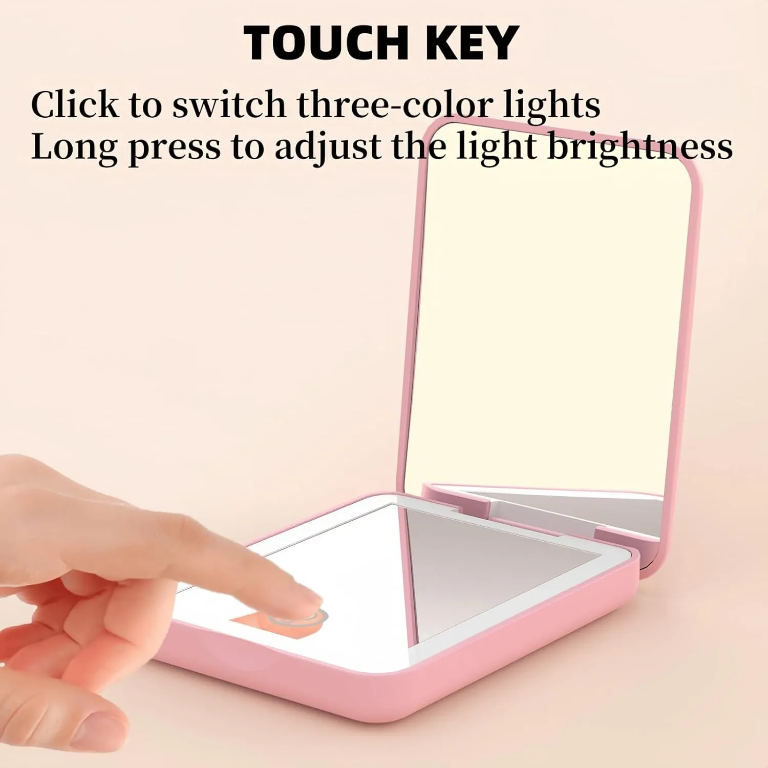Pocket Mirror, 1X 2X Magnification LED Compact Travel Makeup Mirror with Light for Purse, 2-Sided, Portable, Folding, Handheld, Small Lighted Mirror for Gift (White)