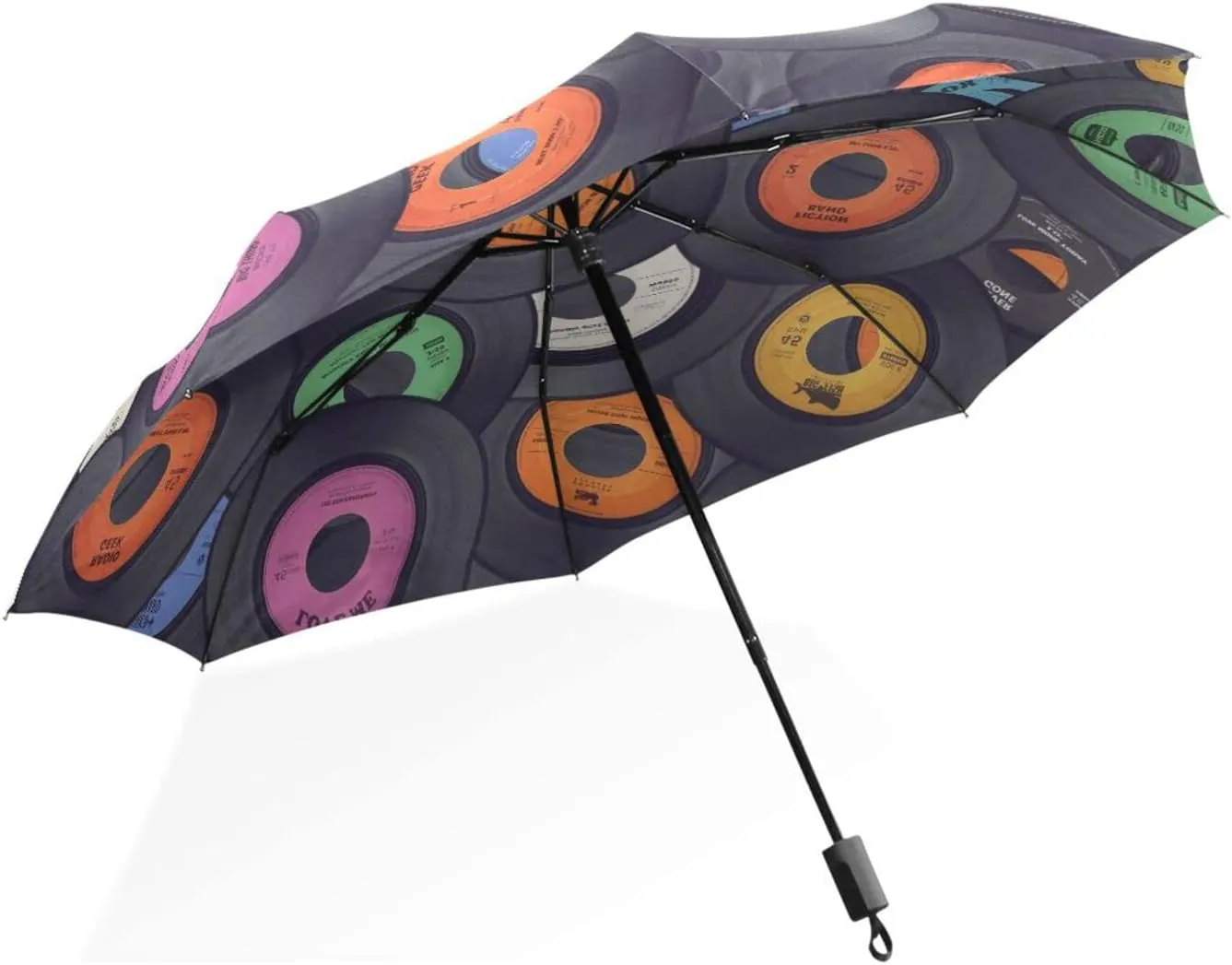 Poeticcity Rain Travel Umbrella, Hand Open Close Windproof Waterproof Folding Umbrella, Compact Canopy Strong Ray Parasol Umbrella