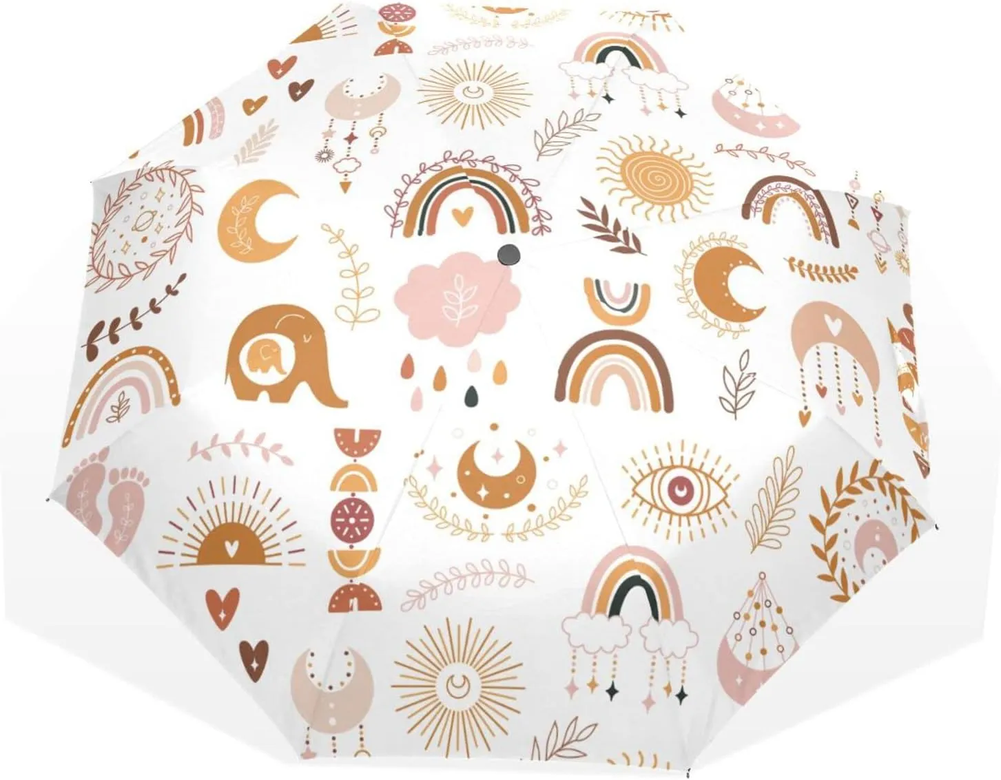 Poeticcity Rain Travel Umbrella, Hand Open Close Windproof Waterproof Folding Umbrella, Compact Canopy Strong Ray Parasol Umbrella