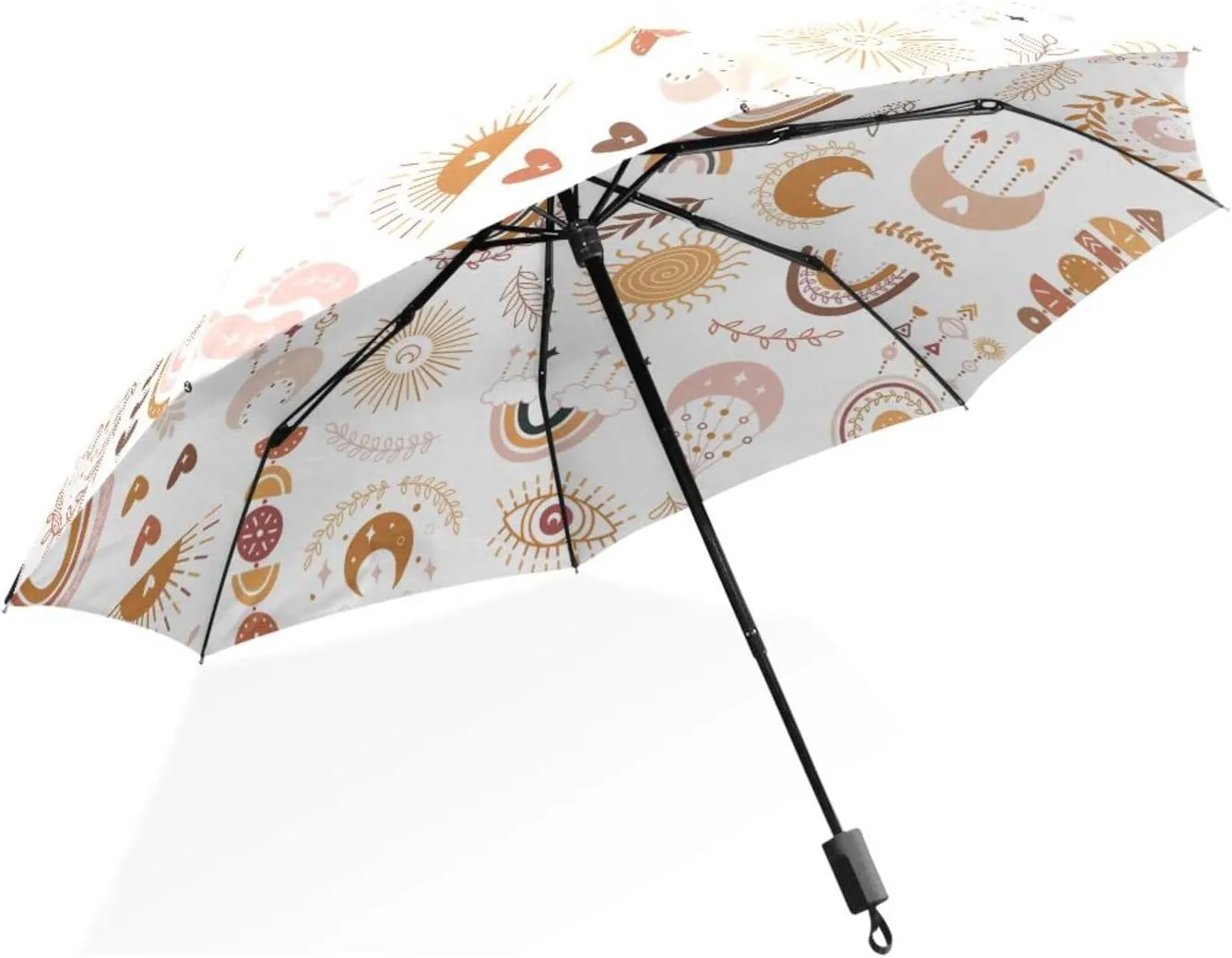 Poeticcity Rain Travel Umbrella, Hand Open Close Windproof Waterproof Folding Umbrella, Compact Canopy Strong Ray Parasol Umbrella