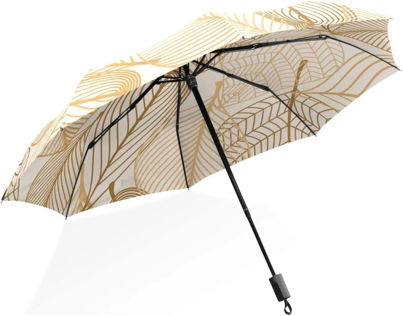 Poeticcity Rain Travel Umbrella, Hand Open Close Windproof Waterproof Folding Umbrella, Compact Canopy Strong Ray Parasol Umbrella