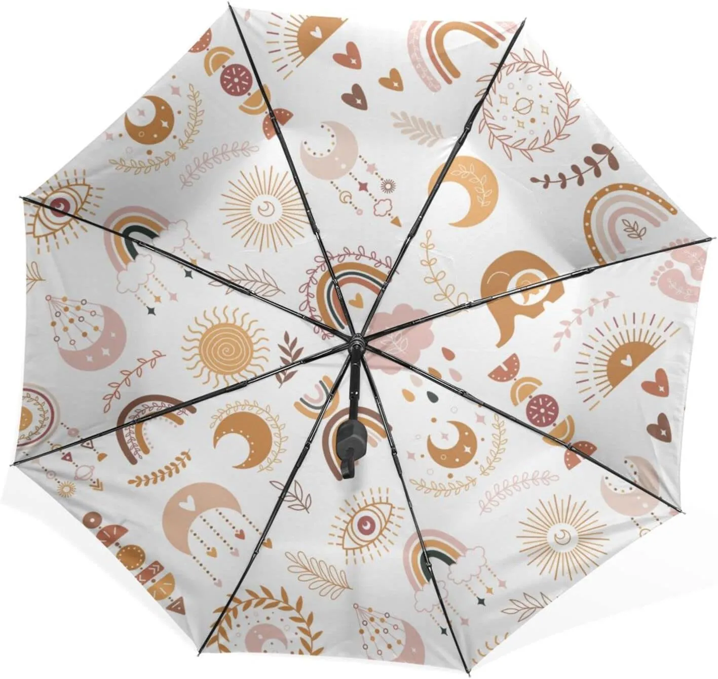 Poeticcity Rain Travel Umbrella, Hand Open Close Windproof Waterproof Folding Umbrella, Compact Canopy Strong Ray Parasol Umbrella