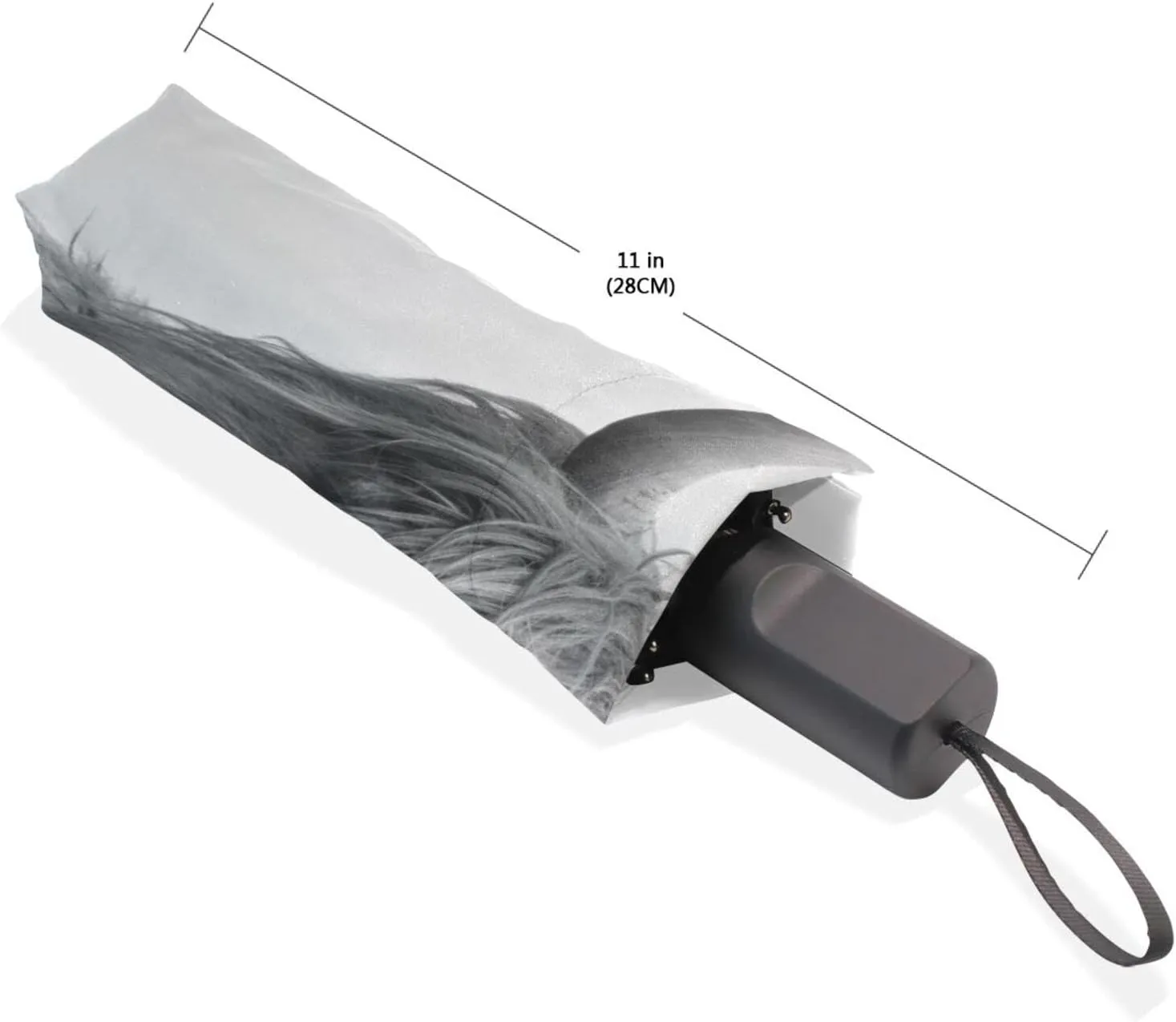 Poeticcity Travel Umbrella, Hand Open Close Windproof Waterproof Folding Umbrella, Black Tape Compact Canopy Strong Anti UV Ray Parasol