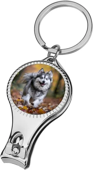 Pomsky Dog Mini Husky Mixed Nail Clipper Nail Care Tools Curved Blade Foldaway Nail File Corkscrew with Keychain
