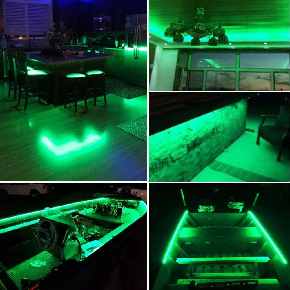 Pontoon LED Strip Lights, 12V 5M/16.4FT Waterproof Marine LED Lights Boat Interior Light, Boat Deck Light for Night Fishing, Ideal for Pontoon and Fishing Boat, Extension Cable Included (Green)