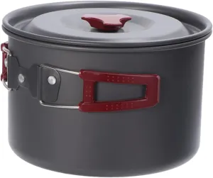 POPETPOP Aluminum Alloy Outdoor Cooking Pot Single Pot Set Hard High Temp Friction Resistance Portable for Camping Hiking Picnic (grey)