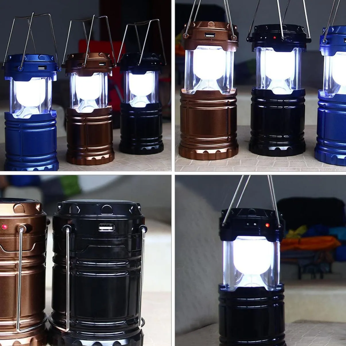 POPETPOP Compact Solar Light for Tent Camping Lantern Solar Panel Led Camping Tent Lantern Black No Batteries Needed