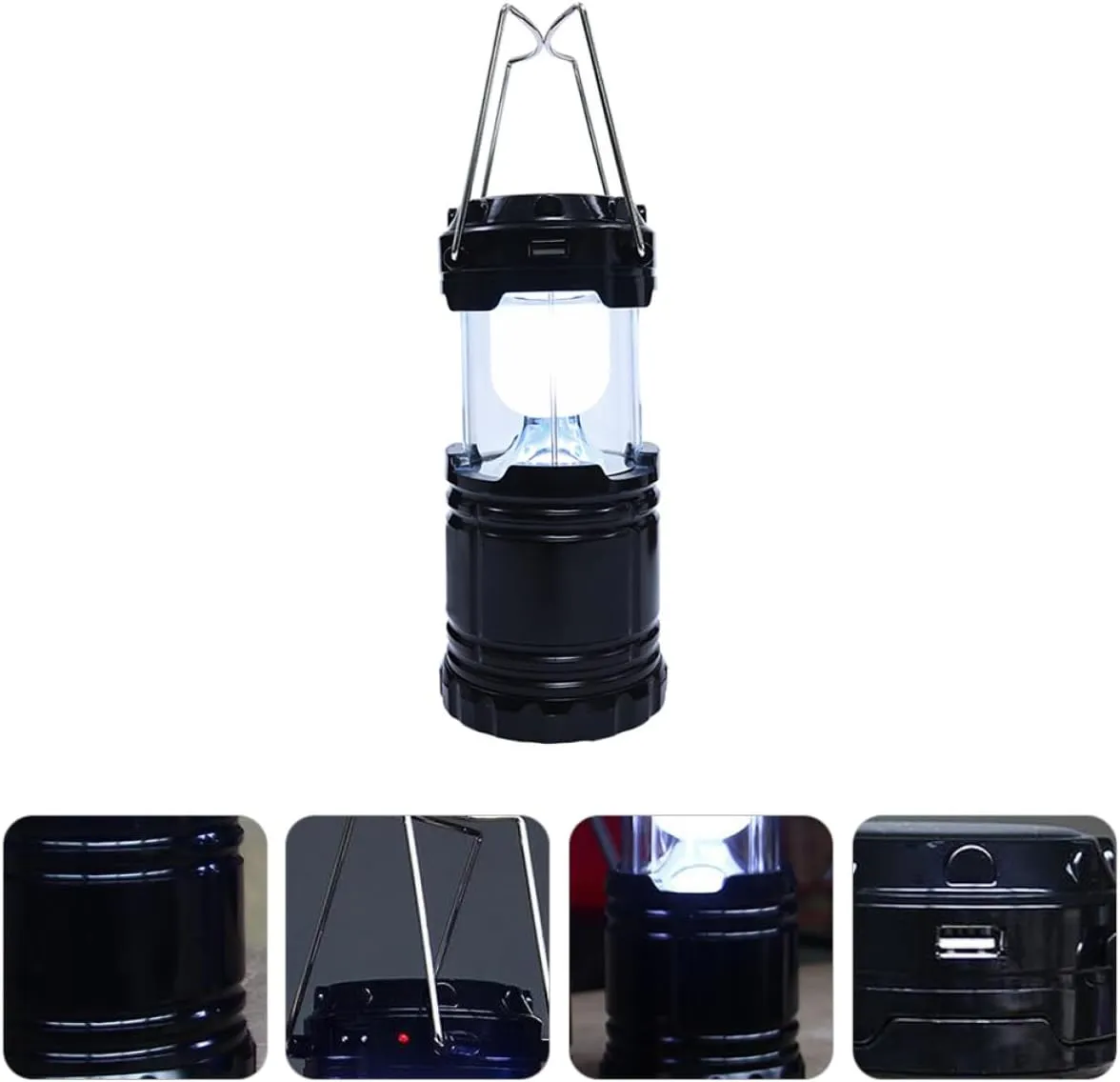 POPETPOP Compact Solar Light for Tent Camping Lantern Solar Panel Led Camping Tent Lantern Black No Batteries Needed