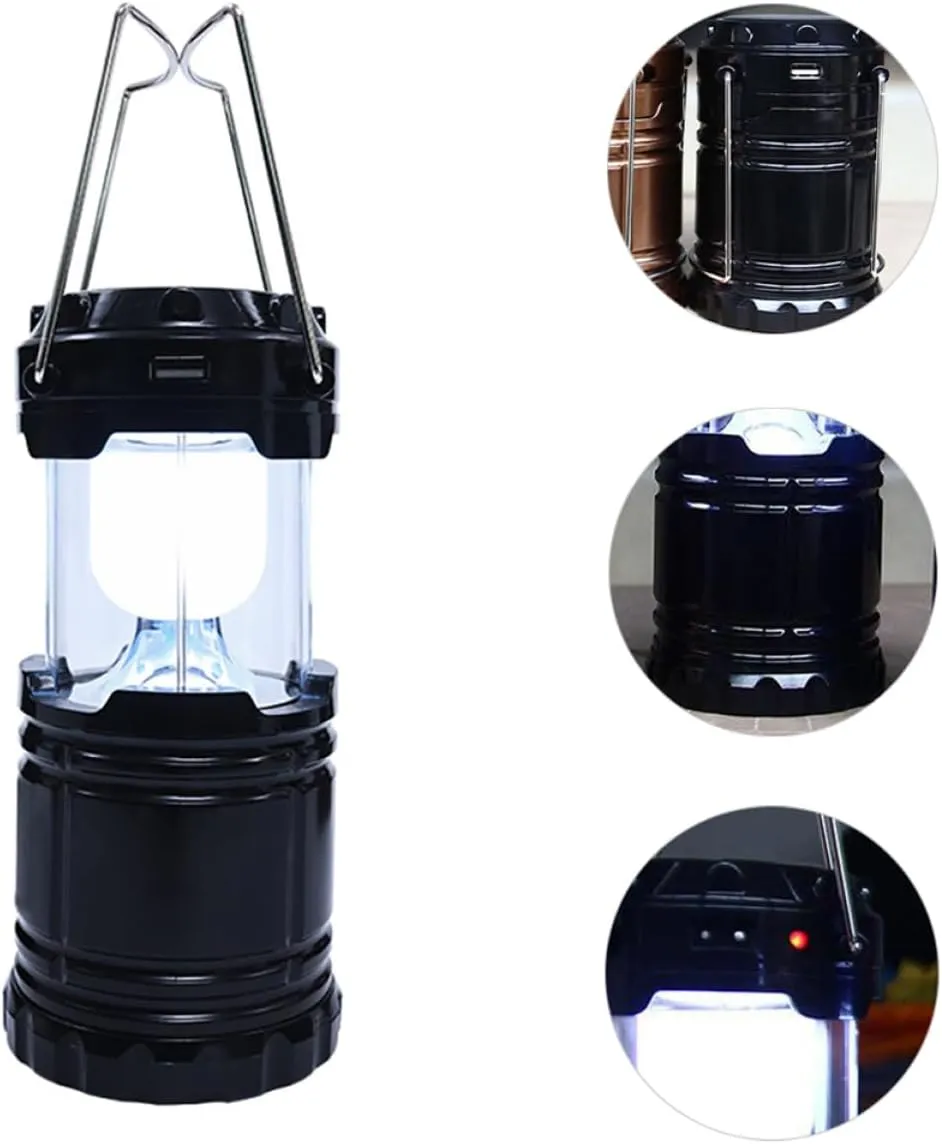 POPETPOP Compact Solar Light for Tent Camping Lantern Solar Panel Led Camping Tent Lantern Black No Batteries Needed