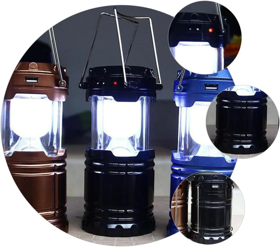 POPETPOP Compact Solar Light for Tent Camping Lantern Solar Panel Led Camping Tent Lantern Black No Batteries Needed
