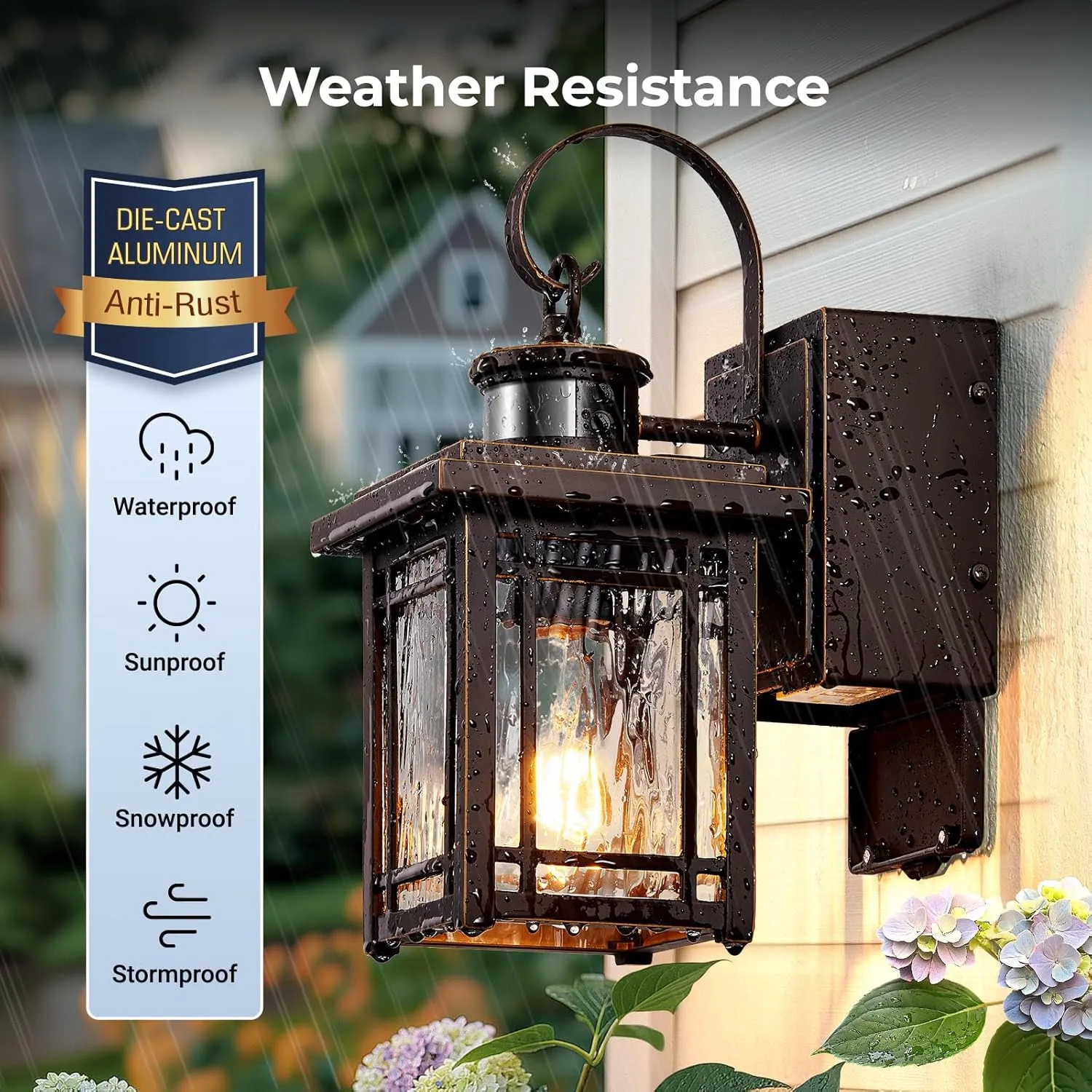 Porch Light with GFCI Outlet, Motion Sensor Outdoor Wall Light Wall Mount, Oil Rubbed Bronze Exterior Lighting Fixtures, Outdoor Sconce Light Wall Lantern, Exterior Garage Lights for Coach