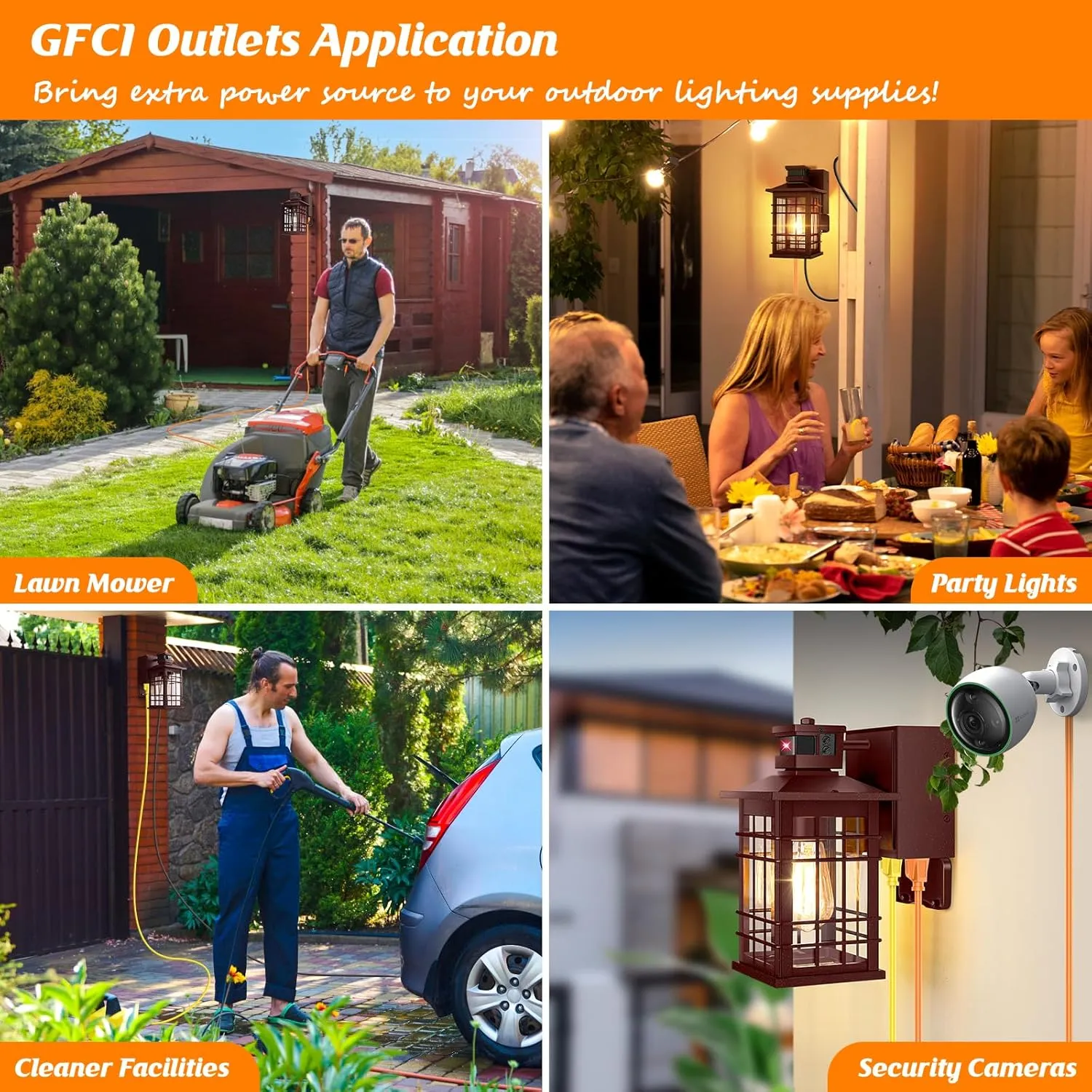 Porch Light with GFCI Outlets, Brown Motion Sensor Dusk to Dawn Outdoor Wall Light Fixture, Waterproof Outside Wall Lantern Sconce 3 Lighting Modes, Exterior Wall Light for Patio Garage Front Door