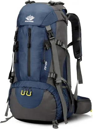 PORRASSO Hiking Backpack Waterproof Daypack 50L Rucksack with Rain Cover Backpack for Travel Trekking Camping Climbing Outdoor Sports Dark Blue