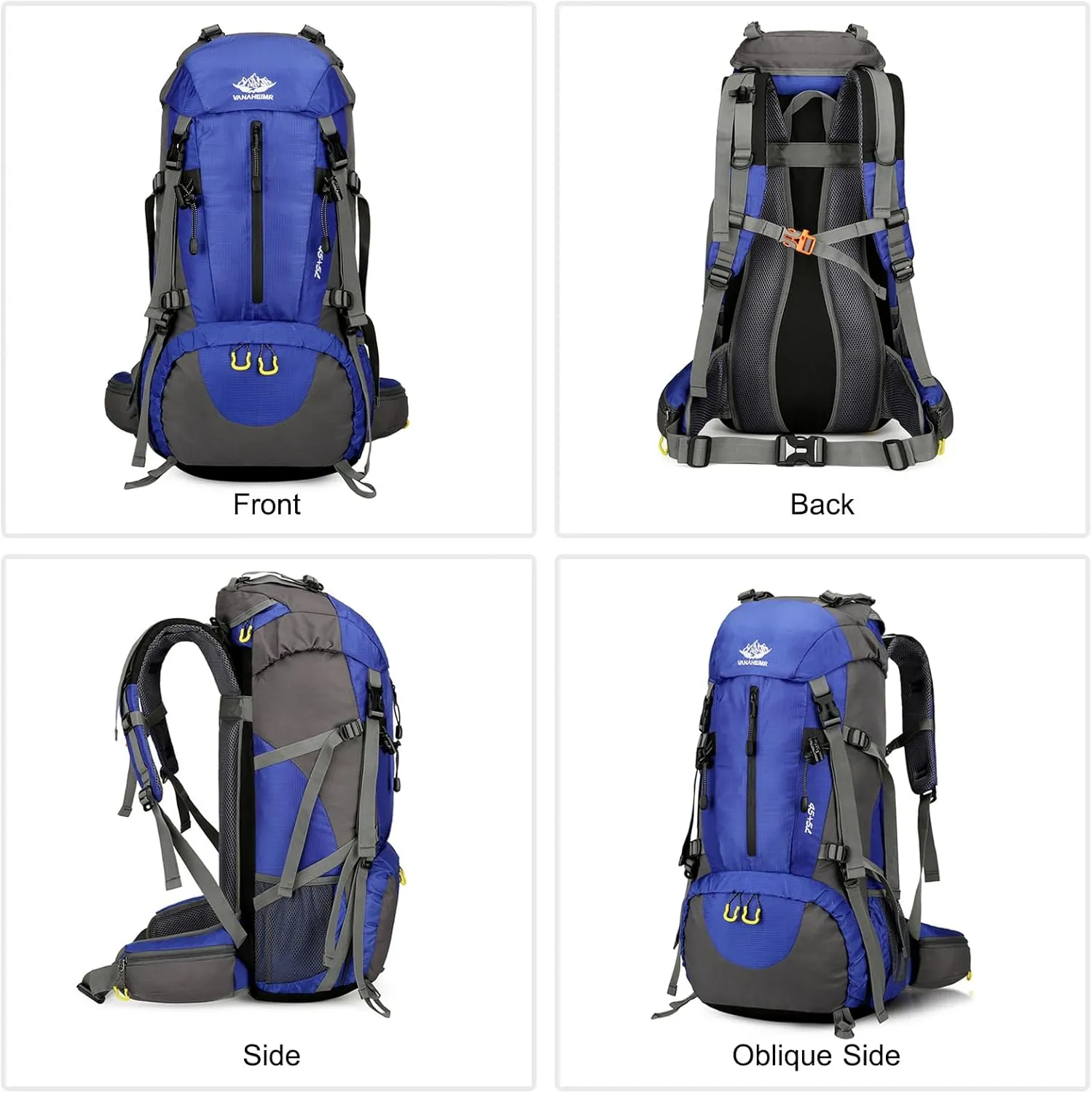 PORRASSO Hiking Backpack Waterproof Daypack 50L Rucksack with Rain Cover Backpack for Travel Trekking Camping Climbing Outdoor Sports Dark Blue