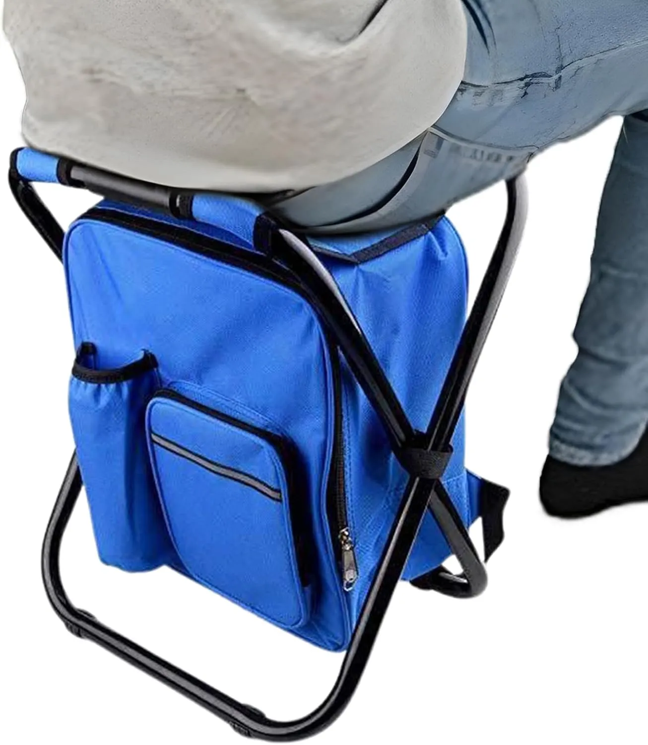 Portable Camping Chair,Folding Chairs for Outside | Backpack Cooler Bag Camping Recliner for Mountaineering Hiking Travel Balcony Patio Festival Lawn Park Fishing Garden Backyard Picnic Poolside