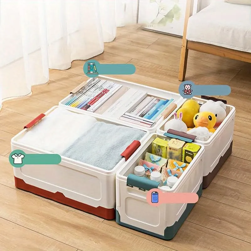 Portable Foldable Plastic Storage Box with Handle