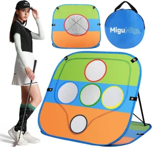 Portable Golf Chipping Net for Beginners & Home Practice - Pop Up Training Target with Hitting Mat & 6 Foam Balls - Backyard/Indoor Golf Gift Set for Dad, Men, Women, New Golfers