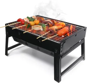 Portable Grill Charcoal, Foldable BBQ Grill with Carbon Plate, Perfect for Outdoor Barbecues, Camping, Traveling, Picnics, Beach Party