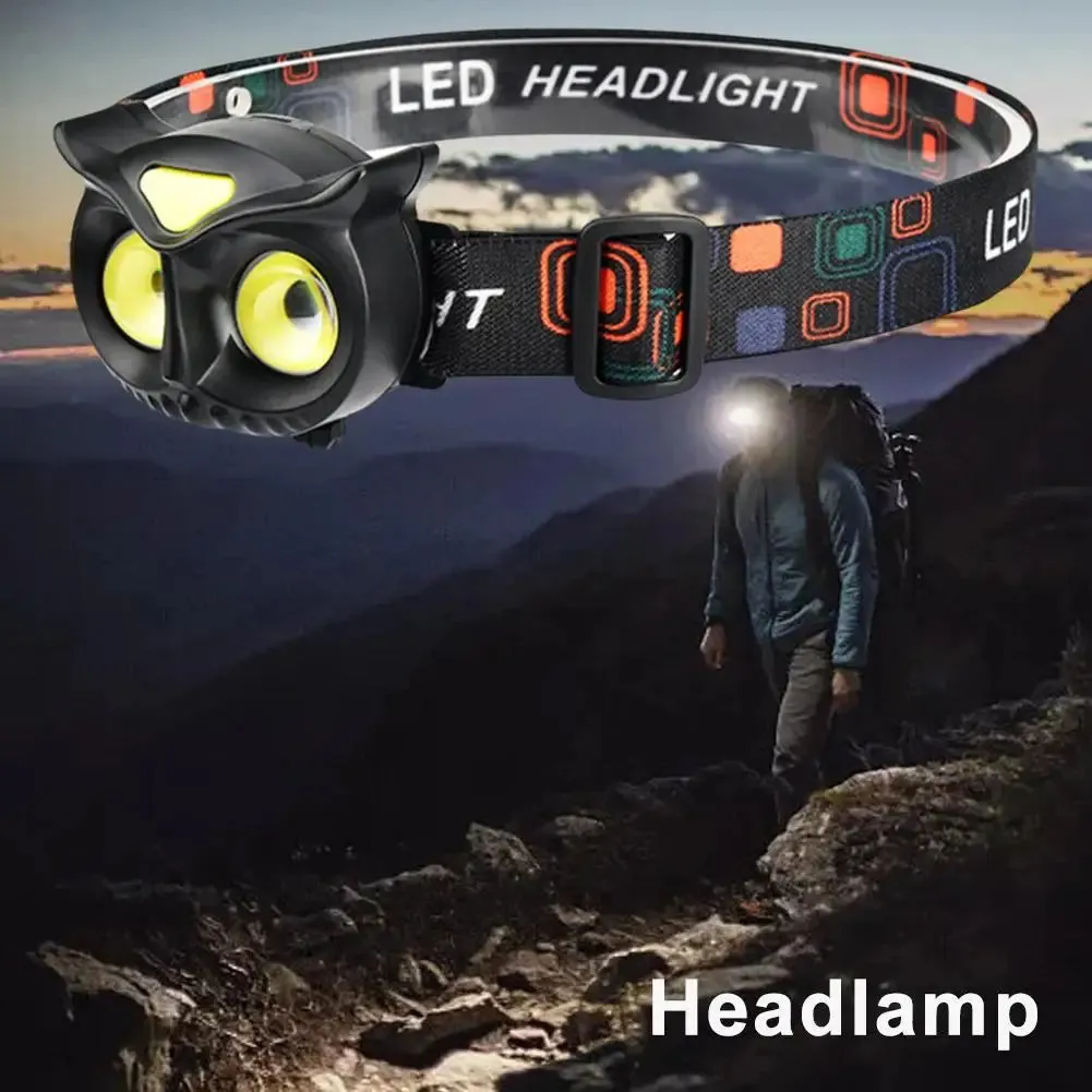 Portable Owl COB Headlamp Type-C Rechargeable Headlight Rotating Hunting Lights USB Magnet LED Head Flashlight Fishing Head Lamp