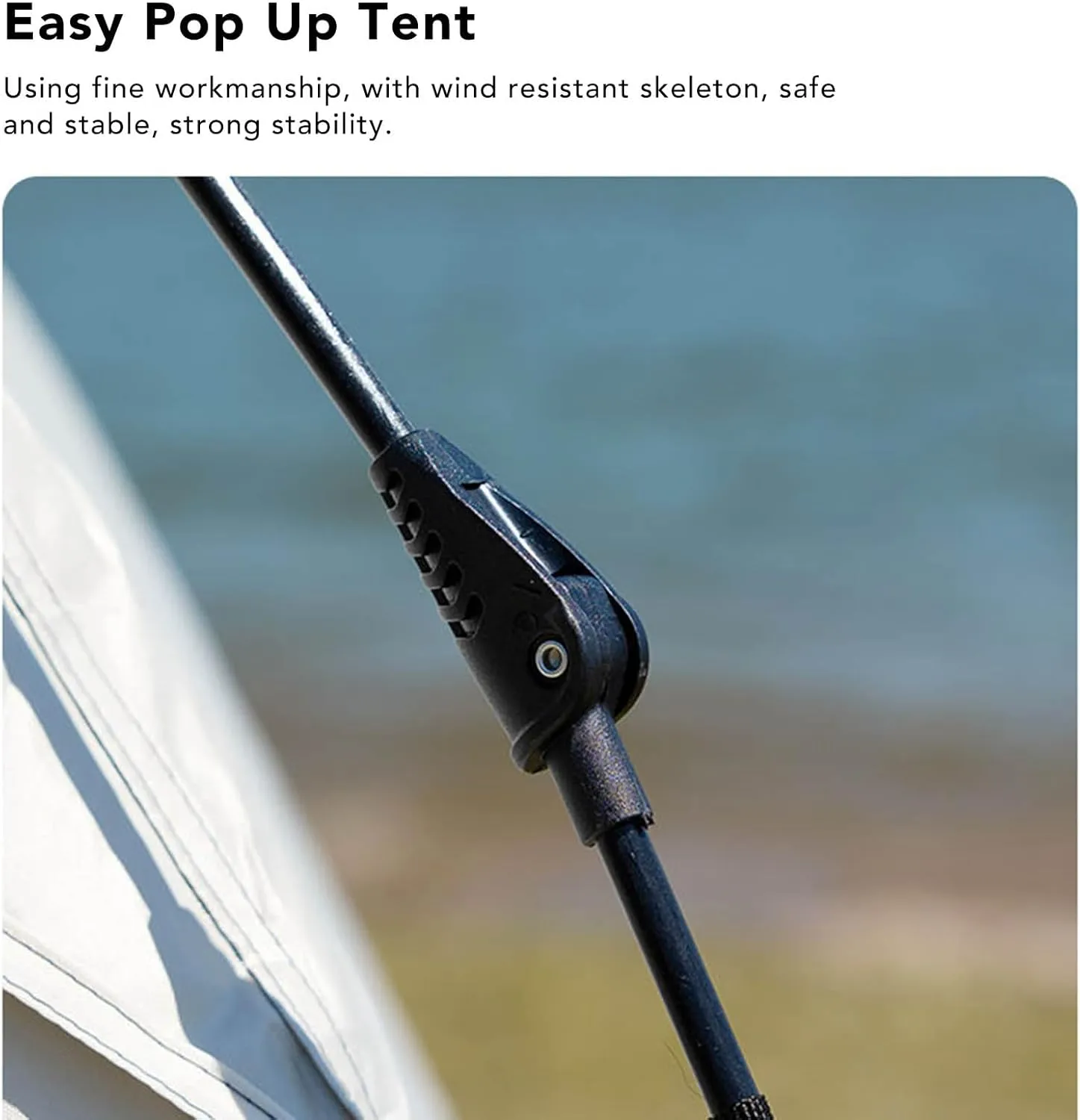 Portable Quick Open Tent Strong Stability Sunproof Rainproof, Easy Pop Up Tent for Beach Camping, Suitable for Leisure Camping, Hiking, Fiberglass Rod, Silver Tape, Oxford Cloth