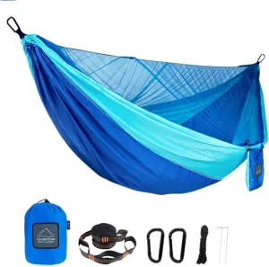 Portable Quick Set Up Mosquito Net Camping Hammock Outdoor Hanging Bed Sleeping Swing(Blue)