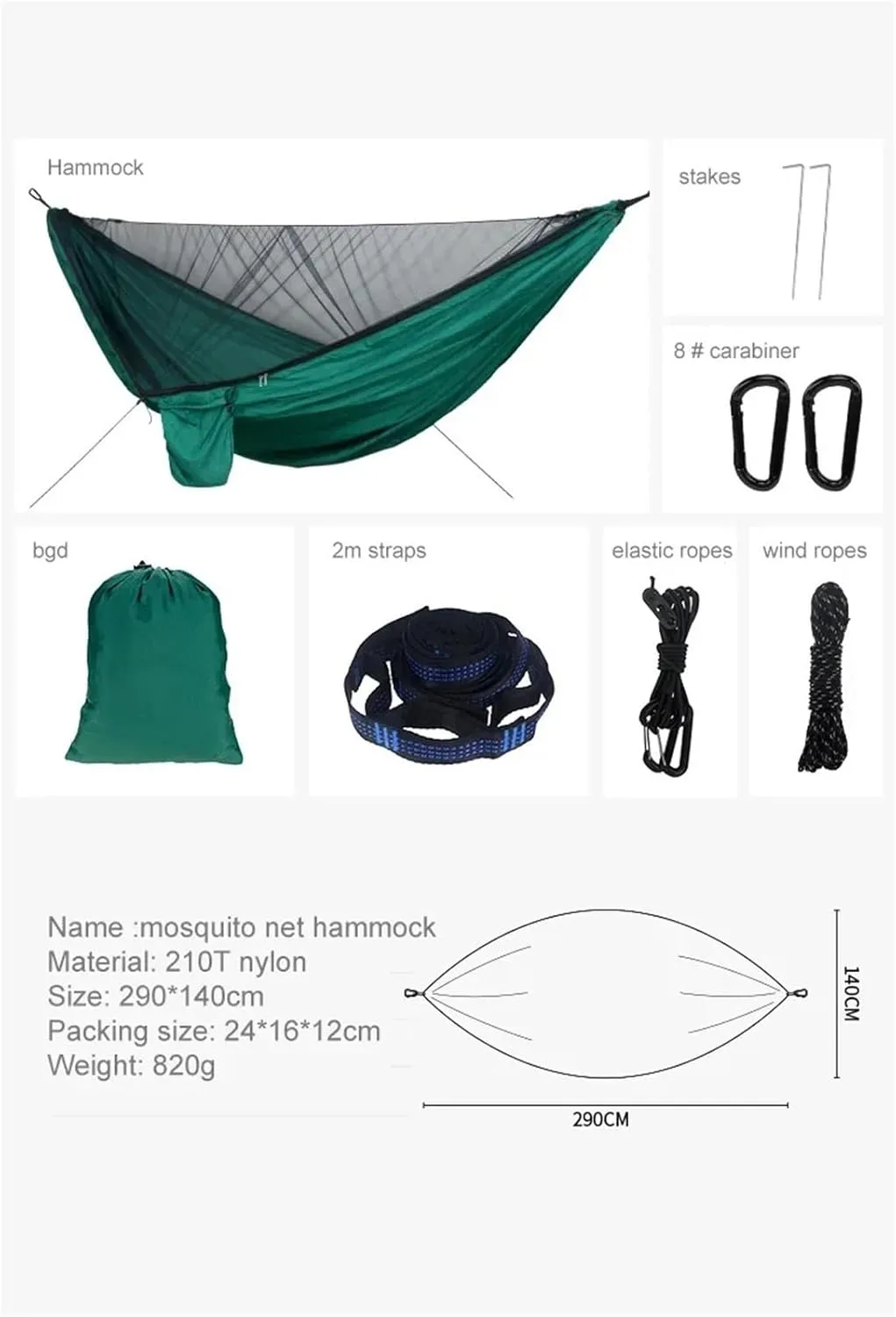 Portable Quick Set Up Mosquito Net Camping Hammock Outdoor Hanging Bed Sleeping Swing(Blue)