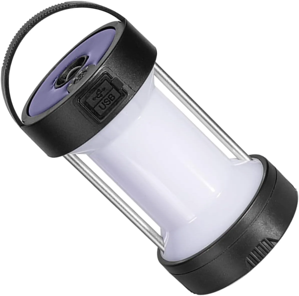 Portable Solar Camping Lamp Rechargeable Led Lantern for Outdoor Activities Lightweight Handheld Design for Camping Hiking and Emergency Lighting Includes Removable Top Hook for