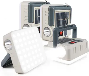 Portable Solar Power Lanterns 4 Pack, Lanterns for Power Outages, 5 Light Modes LED Camping Lights Lantern Flashlight, IPX4 Waterproof Tent Light for Hurricane Hiking Emergency Light, Gray