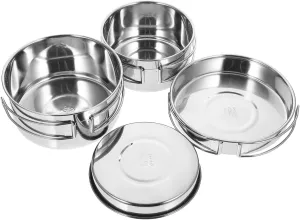 Portable Stainless Steel Outdoor Cooking Pot Pan Set Set of 4 Cooking Utensils Designed for Camping Outdoor Use
