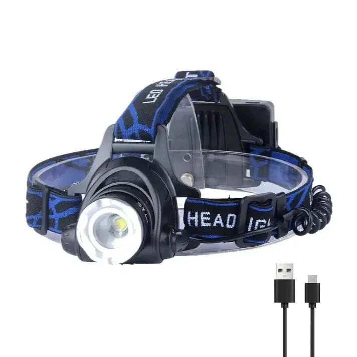 Powerful LED Headlamp, 1000 Lumens, Rechargeable, Telescopic Zoomable, IPX4 Waterproof, 50W High Lumen Head Torch with Adjustable 90° Angle