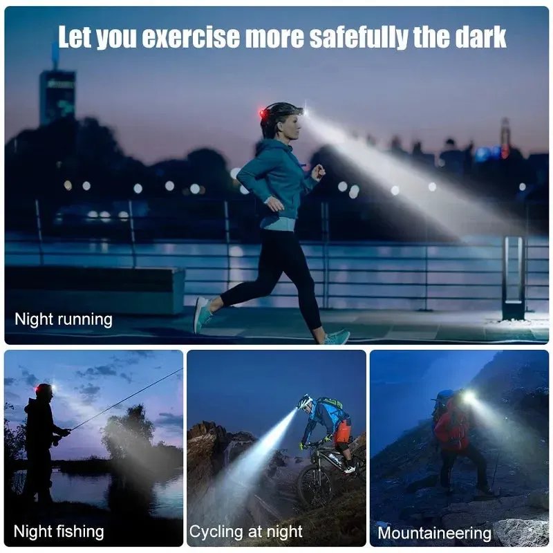 Powerful LED Headlamp, 1000 Lumens, Rechargeable, Telescopic Zoomable, IPX4 Waterproof, 50W High Lumen Head Torch with Adjustable 90° Angle