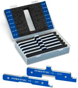 POWERTEC Router Setup Blocks Woodworking 7PC Set, Router Depth Gauge, Aluminum Routers Setup Bars, Spacer Blocks, Height Gauge Set for Table Saw, Band Saw, Measuring Bars, 3-Gauges-in-One - 71579