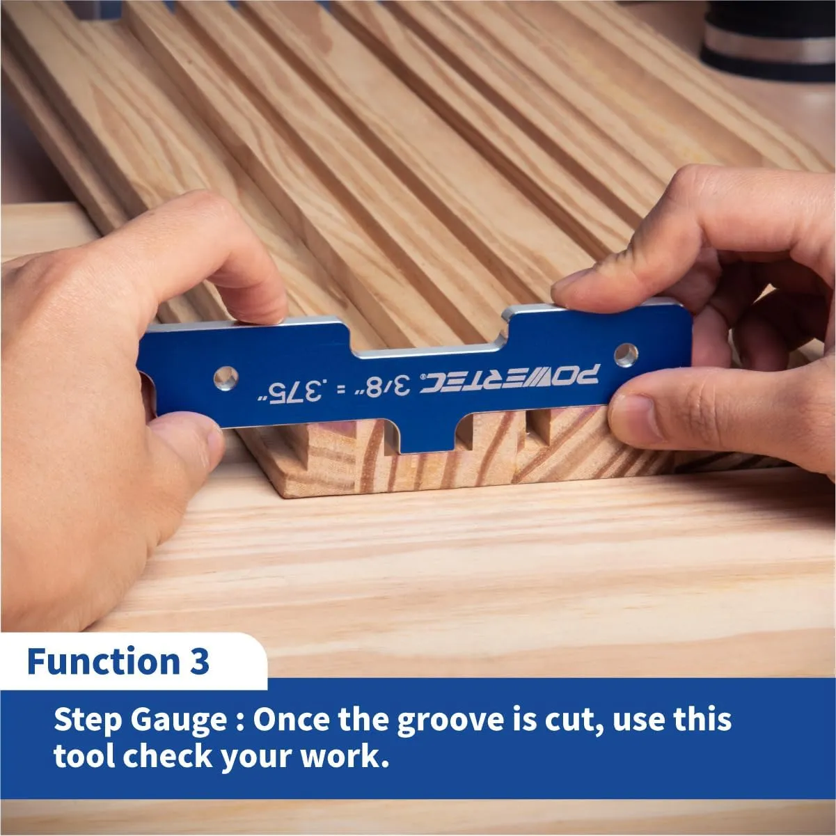 POWERTEC Router Setup Blocks Woodworking 7PC Set, Router Depth Gauge, Aluminum Routers Setup Bars, Spacer Blocks, Height Gauge Set for Table Saw, Band Saw, Measuring Bars, 3-Gauges-in-One - 71579