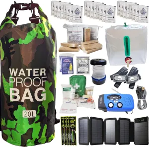 Pre-Packed Hurricane Kit - Comprehensive Hurricane Preparedness Items - Essential Hurricane Supplies - Complete Hurricane Supply List in a Waterproof Bag for 2 People