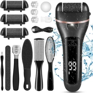 Premium Electric Foot Callus Remover Kit 18 Pieces for Feet Foot Filer Dead Skin Remover for Feet Callous Remover Tool Electric Pedicure Foot File Kit Luxurious (Black)
